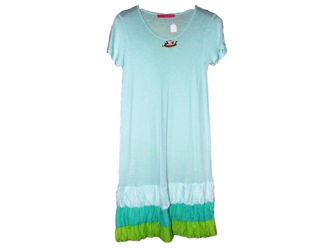MANOUSH KLEID MINT MEDAILLON ROSE RELIEF RÜSCHEN T 40/42 Hellgrün