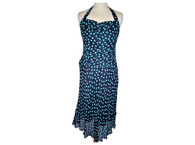 MARC JACOBS KLEID KLEID SEIDE DRAPIERT POLKA DOT ABENDS COCKTAIL T 4 ODER T36 Marineblau