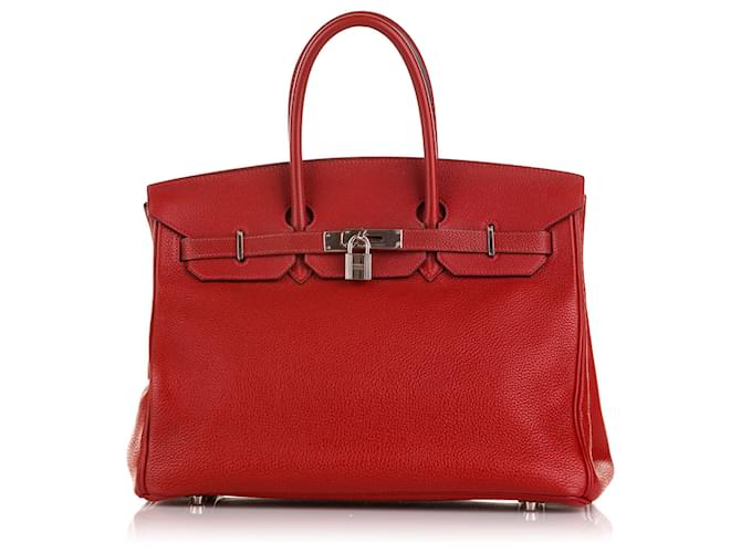 Hermès Hermes rojo Togo Birkin 35 Roja Cuero Becerro  ref.775111