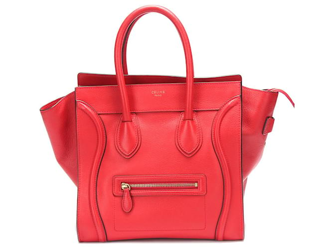 Céline Luggage Red Leather  ref.775486