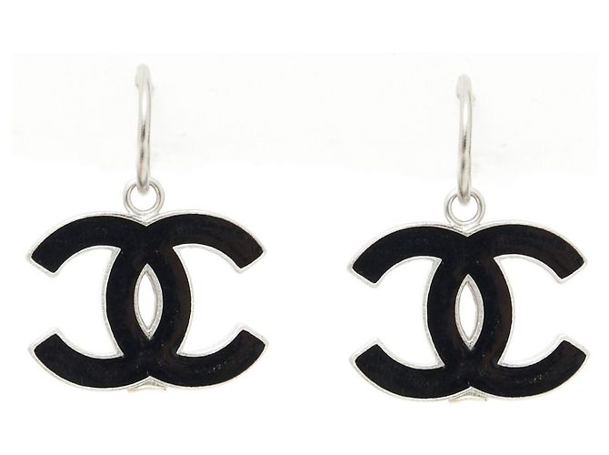 Chanel XL NERO CC SU CERCHI D'ARGENTO