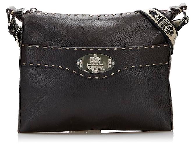 Fendi Selleria Leather Crossbody Bag 8BT092 Brown Pony-style calfskin  ref.775861
