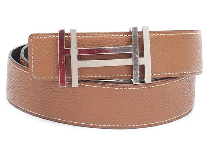 Hermès H au Carre Leather Belt Brown Pony-style calfskin  ref.775887