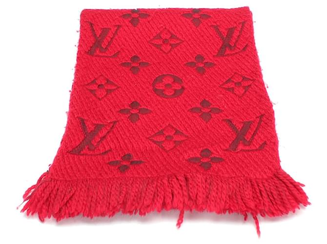 Louis Vuitton Logomania Schal aus Wolle und Seide M72432 Rot Leinwand  ref.775897