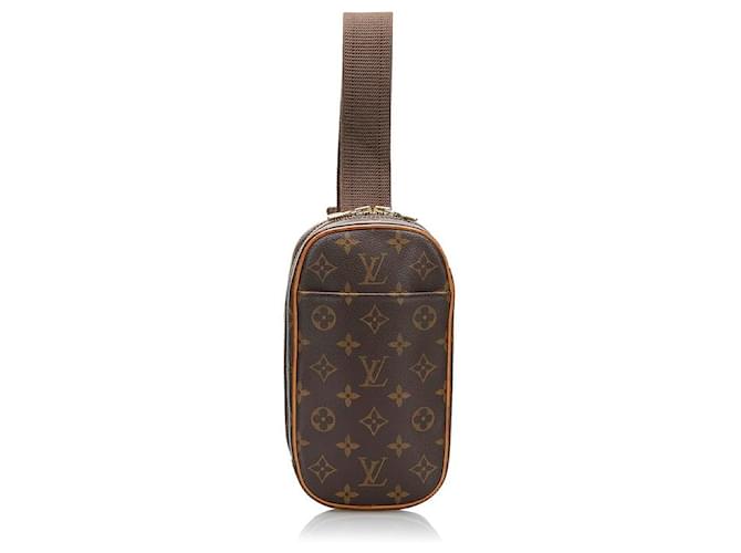 Louis Vuitton Monogram Pochette Gange M51870 Brown Cloth  ref.775935