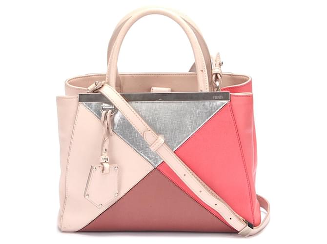 Fendi 2Jours Colorblock Leather Handbag Pink Pony-style calfskin  ref.775994