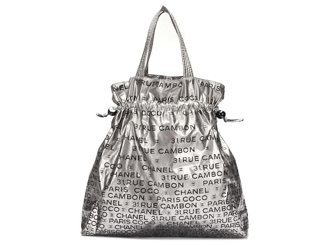 Chanel Nylon 31 Bolsa com cordão Rue Cambon Prata Lona  ref.776004