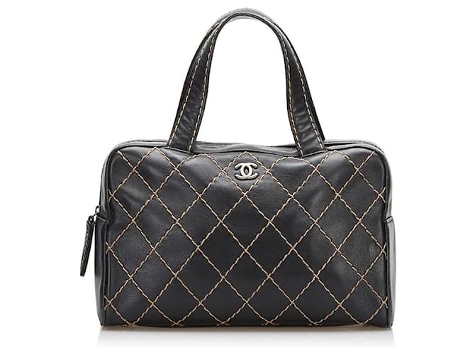 Chanel CC Wild Stitch Handbag Black Leather Pony-style calfskin  ref.776016