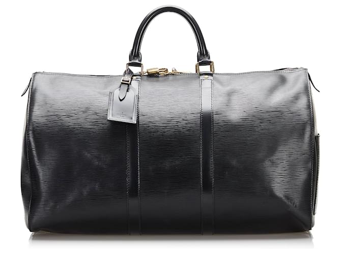 Louis Vuitton Black Epi Keepall 55 Leather  ref.776058