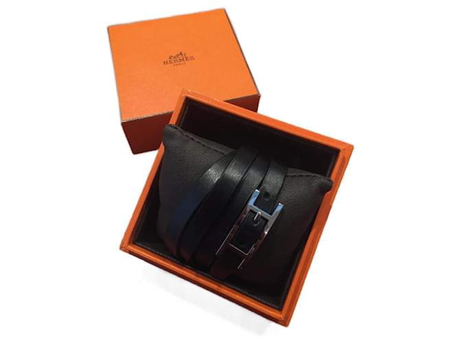 Hermès Hapi Hermes Bracelet Black Leather  ref.776356