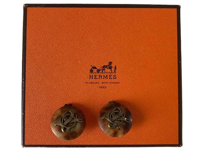 Corno da caccia da sellaio di Hermès Marrone scuro Resina  ref.776370