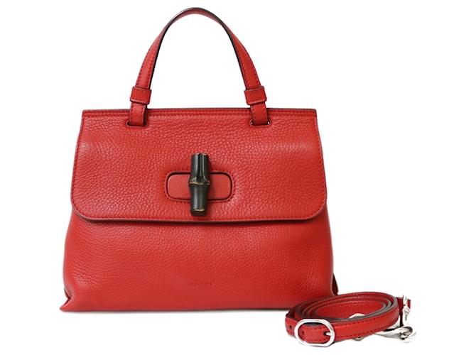 Gucci Bamboo Red Leather  ref.776374