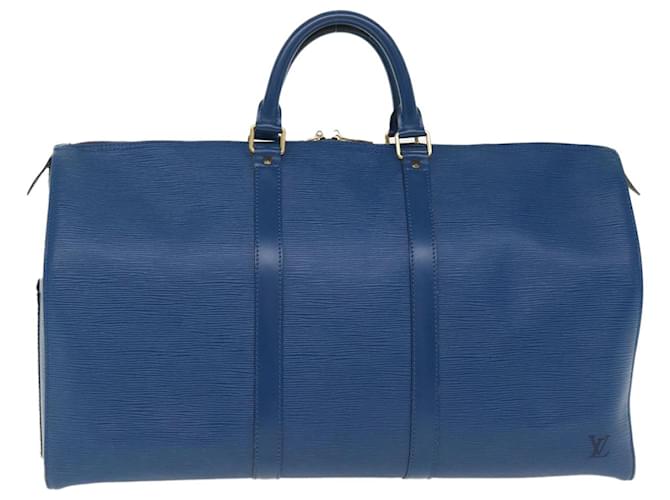 Louis Vuitton Keepall 50 Blau Leder  ref.776443