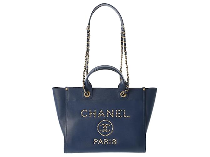 Chanel Deauville Cuir Bleu  ref.776460