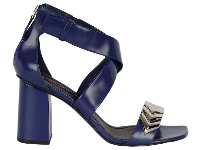 Louis Vuitton Sandália de salto bloco Westbound de couro de bezerro Azul