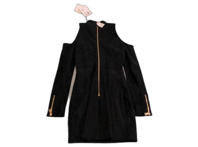 Balmain black suede mini dress
