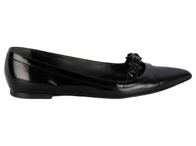 Louis Vuitton Black Fleur Pointed Toe Flat Leather  ref.776728