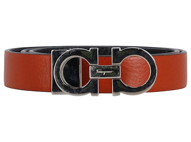 Salvatore Ferragamo Reversible Gancini Belt in Orange Leather   ref.776766