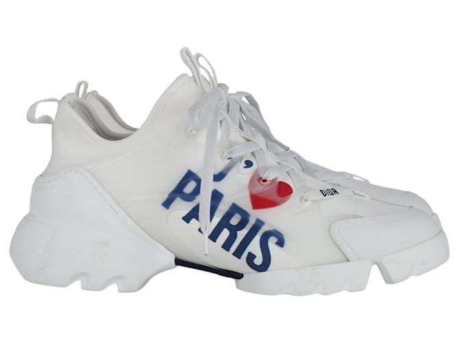 Dior 'I Love Paris' D-Connect Sneakers in White Leather  ref.776773