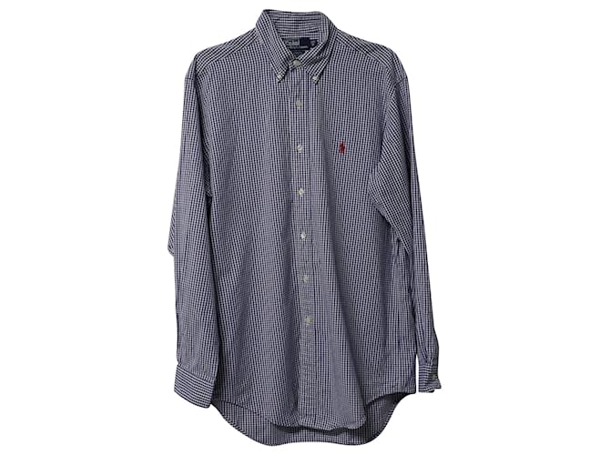 Polo Ralph Lauren Gingham Check Shirt in Blue Oxford Cotton  ref.776784