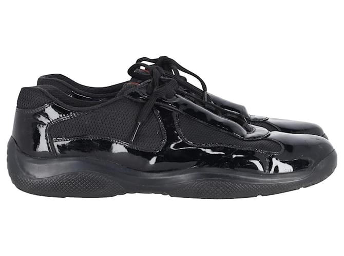 Prada Sports Low Top Sneakers in Black Patent Leather  - Joli  Closet