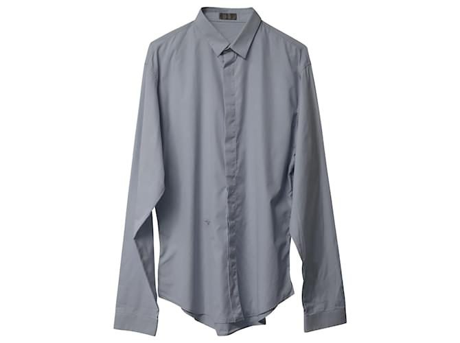 Camisa con bordado de abeja Dior de algodón azul claro  ref.776800