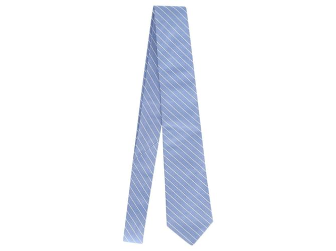 Corbata formal a rayas en seda con estampado azul de Ralph Lauren  ref.776806