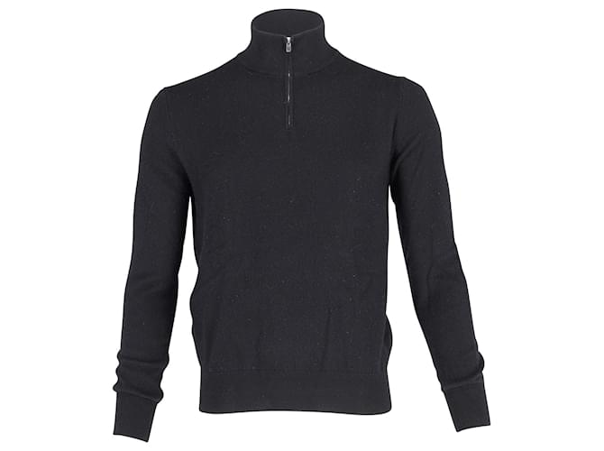 The Row Dexter Half-Zip Sweater in Black Cashmere Wool  ref.776826