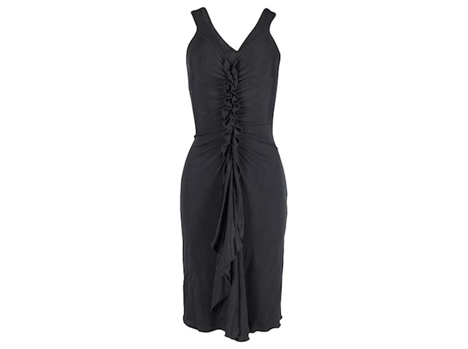 Temperley London Ruffle Midi Dress in Black Viscose Cellulose fibre  ref.776859