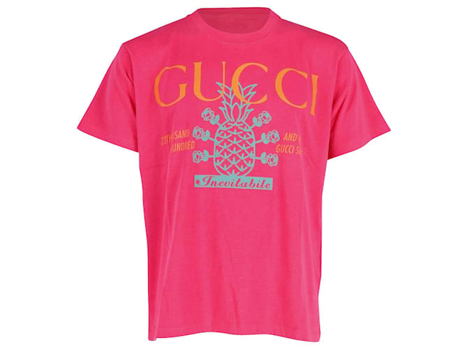 Edición Gucci Musixmatch '22,705Camiseta Pineapple de Algodón Fucsia Brillante  ref.776875