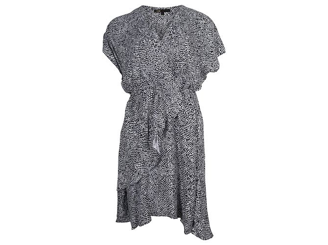 Maje Rüschen-Minikleid im Surplice in Schwarz und Weiß Cupro