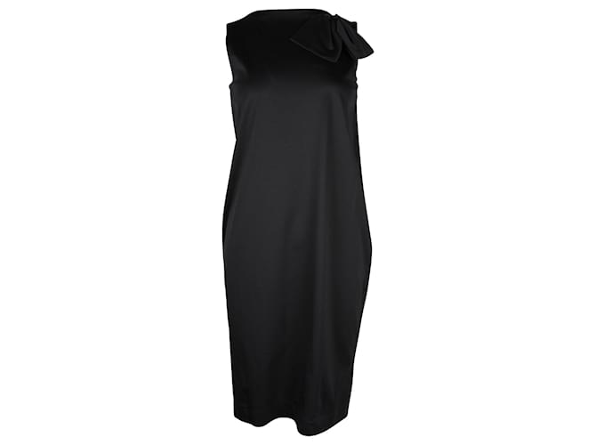 Jil Sander Bow-Detailed Sleeveless Dress in Black Cotton  ref.776926