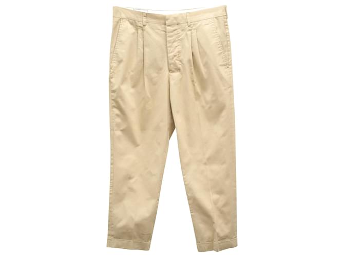 Pantalones caqui plisados de corte zanahoria en algodón beige de Ami Paris  ref.776949