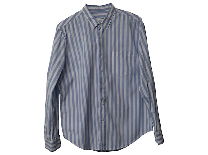 AMI Paris Stripe Shirt in Blue Cotton Light blue  ref.776967
