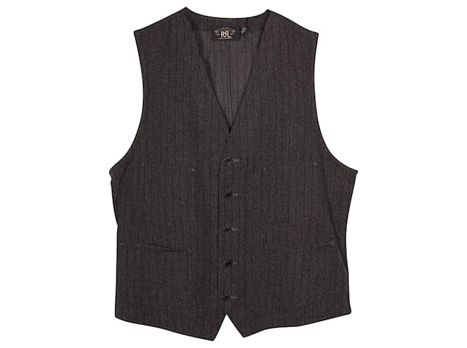 Ralph Lauren RRL Stripe Woven Vest in Grey Cotton  ref.776990