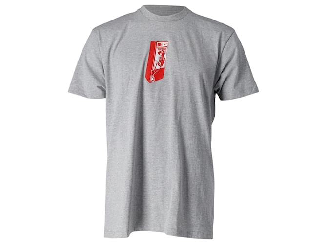 Camiseta de manga curta com estampa de telefone público Supreme em algodão cinza  ref.776993