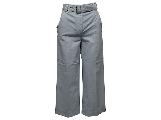 Proenza Schouler Pantaloni a gamba larga con cintura in cotone azzurro Blu Blu chiaro  ref.777014