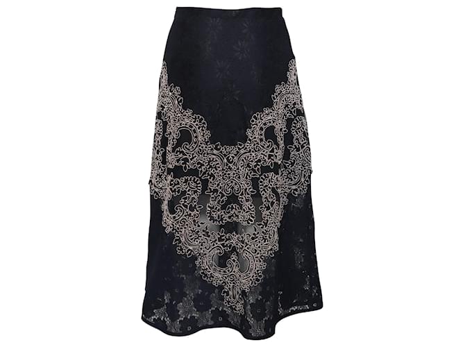 Sandro Paris Lace Skirt in Black Polyamide Nylon  ref.777023