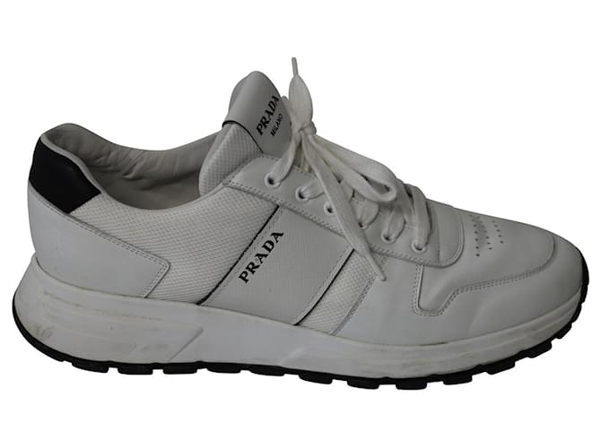 Prada Prax 01 Niedrige Sneakers aus weißem Leder  ref.777031