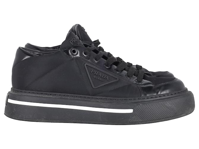 Padded nappa leather platform sneakers in black - Prada | Mytheresa