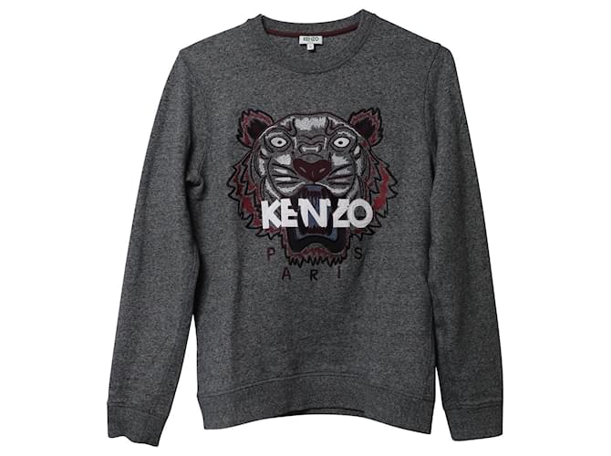 Felpa ricamata Kenzo superiore in cotone grigio Multicolore  ref.777059
