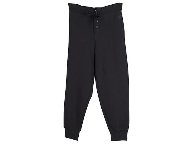 Pantaloni sportivi Alexander McQueen ricamati tono su tono in cotone nero  ref.777065