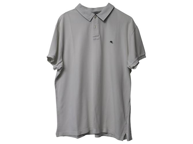 Etro Jersey Polo Shirt with Decorative Greca in White Cotton  ref.777073