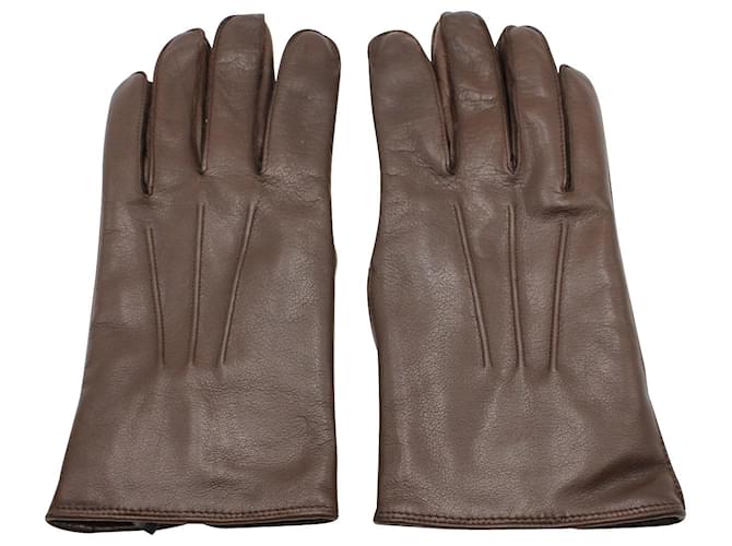 Ralph Lauren Full Finger Gloves in Brown Leather   ref.777076