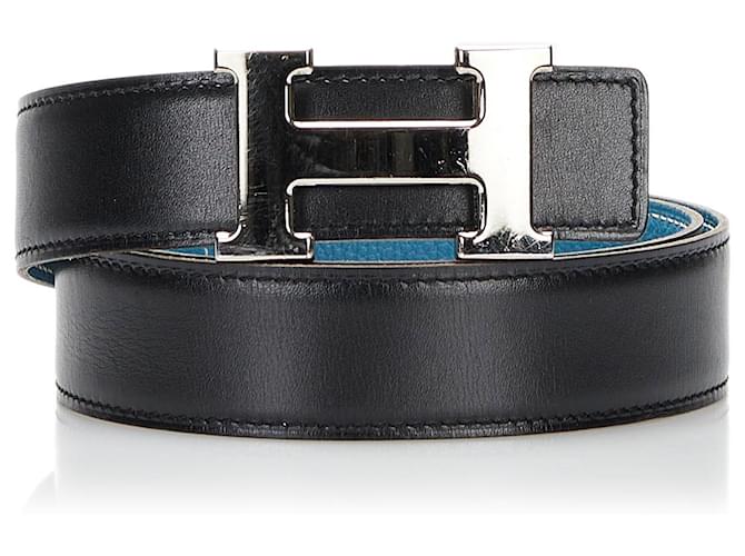 Hermès Hermes Black Reversible 32 mm H Belt Kit Leather Pony-style calfskin  ref.777100