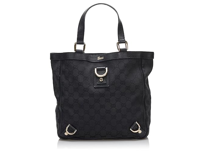 Gucci Black Abbey GG Canvas Tote Leather Cloth Pony-style calfskin Cloth  ref.777159