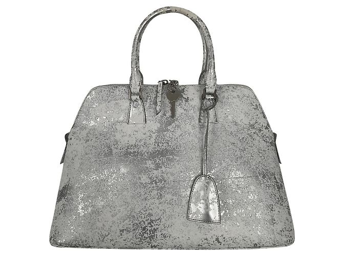 Borsa Maison Martin Margiela 5AC in pelle argento e bianca Bianco