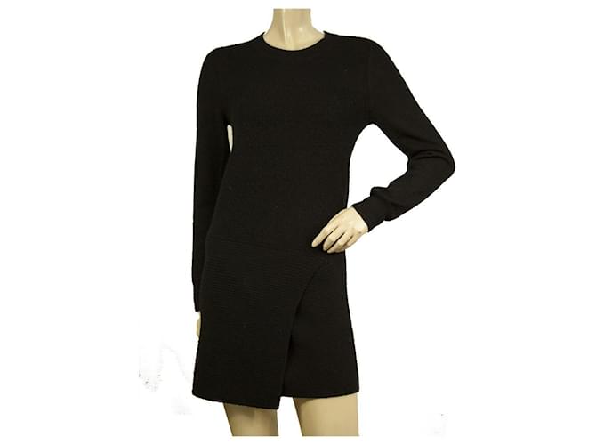 Isabel Marant Etoile Mini-robe noire en laine et alpaga à manches longues taille 38  ref.777651