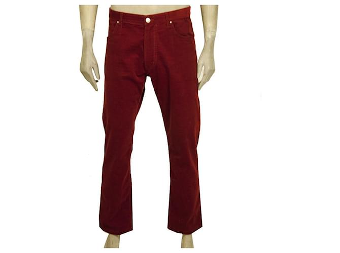 Louis Vuitton vermelho veludo cotelê masculino calças casuais