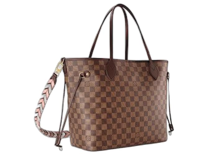 Louis Vuitton LV Neverfull Damier MM with strap Brown Cloth  ref.777695